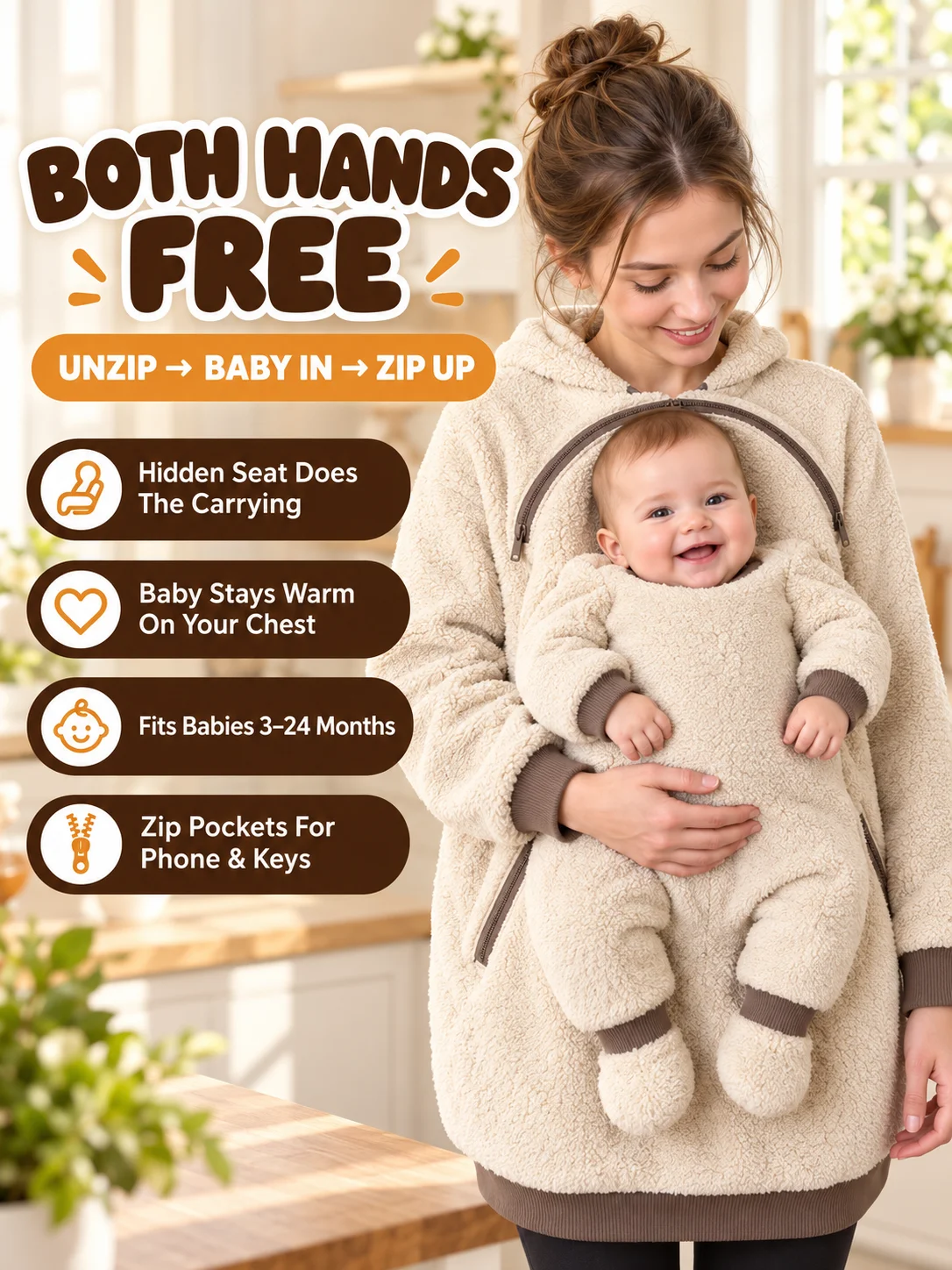 SnugNest™ Sherpa Babywearing Hoodie product image (2)