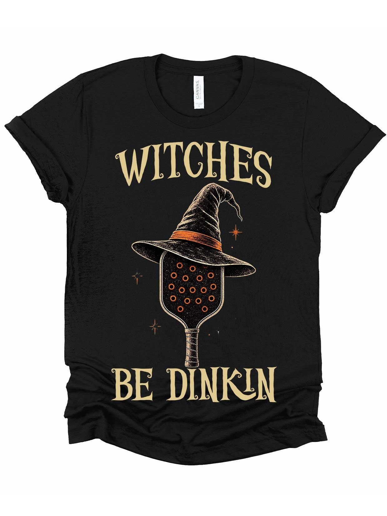 Witches Be Dinkin Halloween Pickleball Shirt | Witch Hat Paddle Tee product image (1)