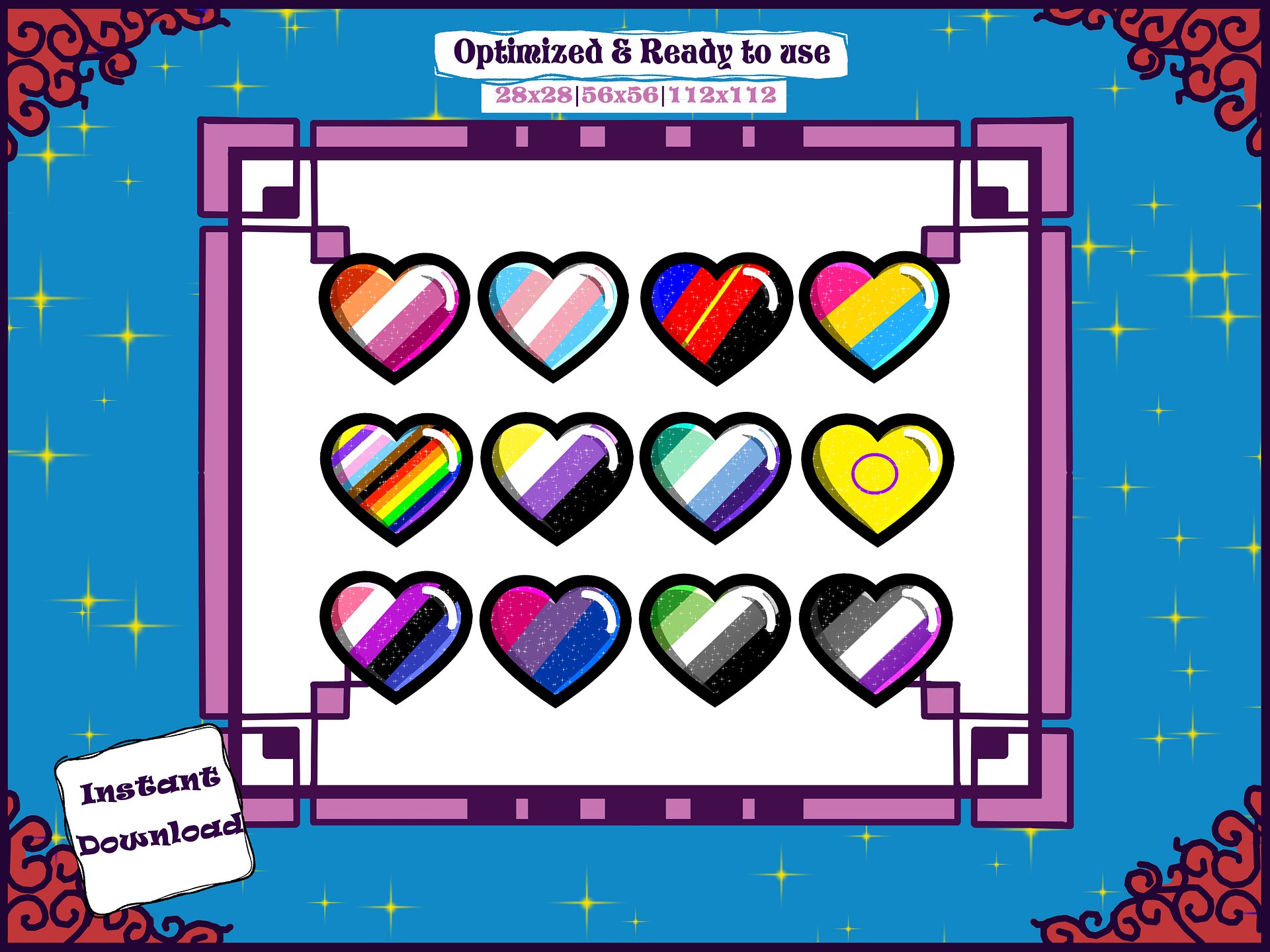 Pride heart emotes product image (3)