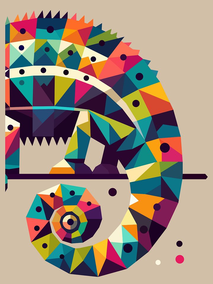 Free Geometric Chameleon PNG Art - Transparent Background, Low Poly Reptile Illustration product image (2)
