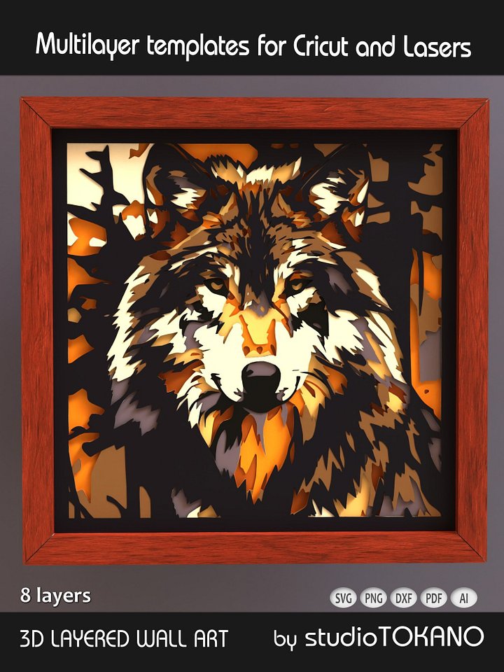 Wolf Shadow box SVG product image (1)
