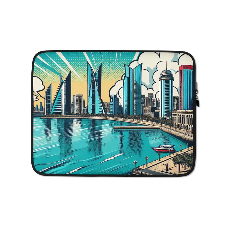 Cityscape Commute Laptop Sleeve | AI Design Bahrain city product image (1)
