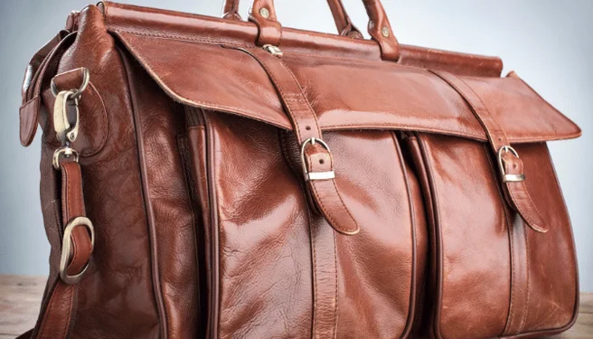 Maroon Leather Overnight Bag product image (1)
