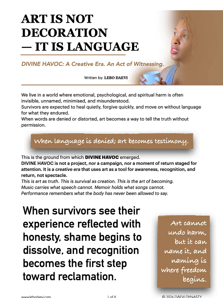 Article: ART IS NOT DECORATIVE—IT IS LANGUAGE product image (1)