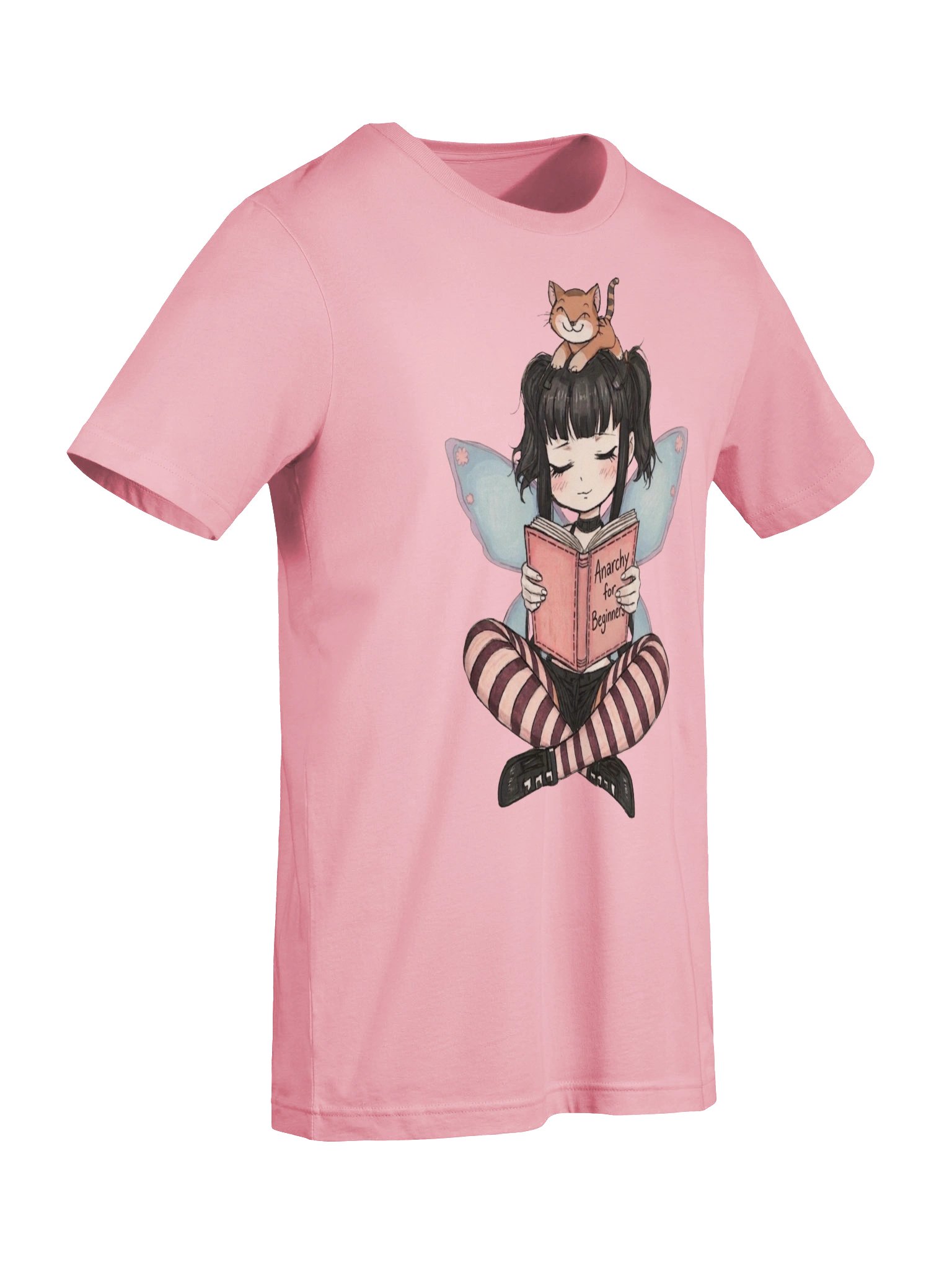 Fairy Reading Graphic Tee, Book Lover Gift, Cute Cat Shirt, Goth Fairycore product image (134)