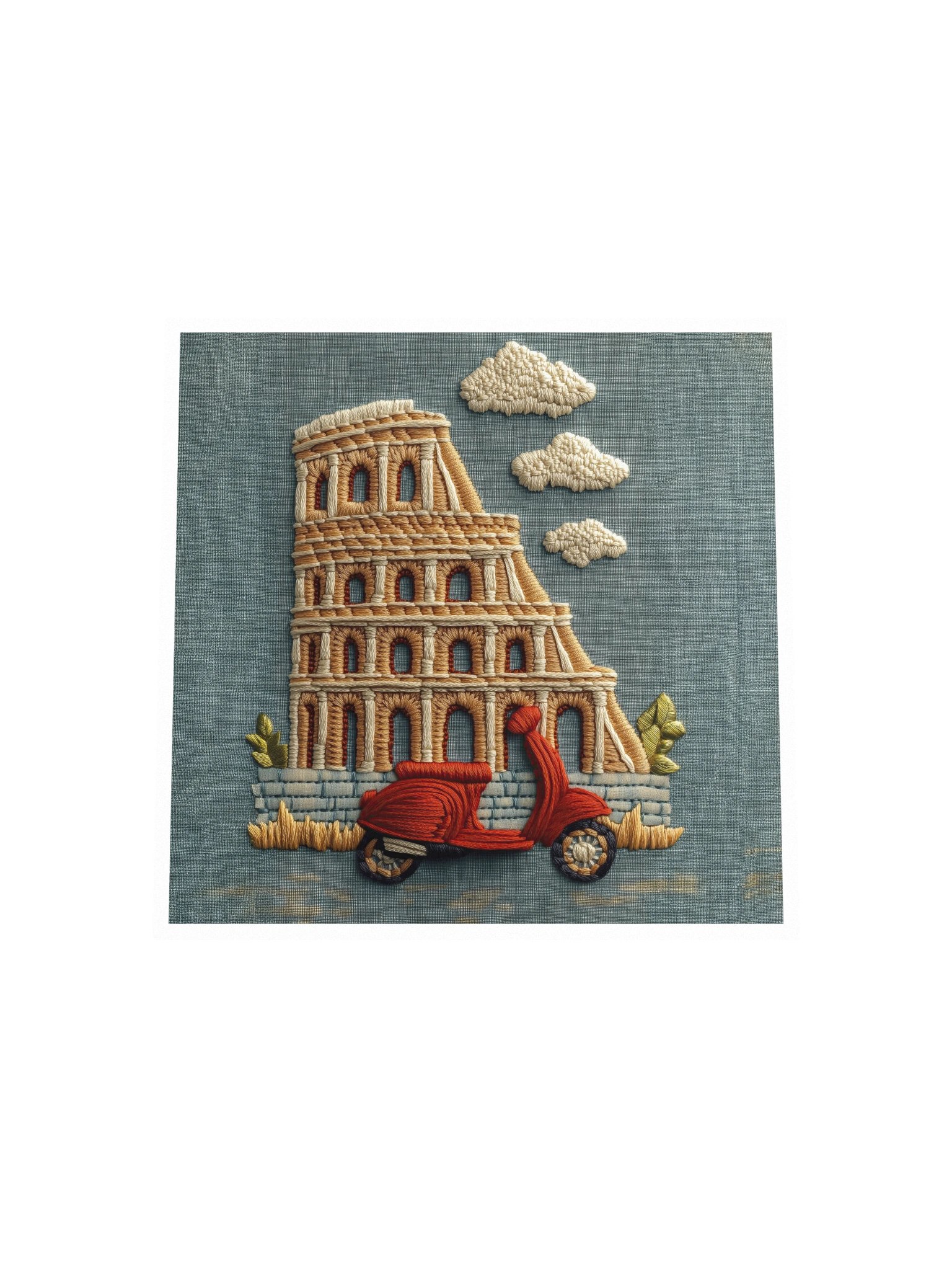 A Roman Ride | Embroidery-Style Wall Art — Unframed Print product image (4)