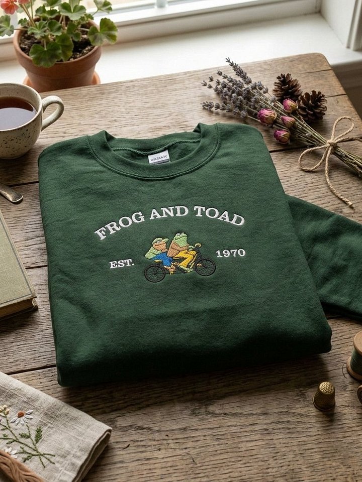 Frog and Toad Bike Embroidered Unisex Sweatshirt product image (1)