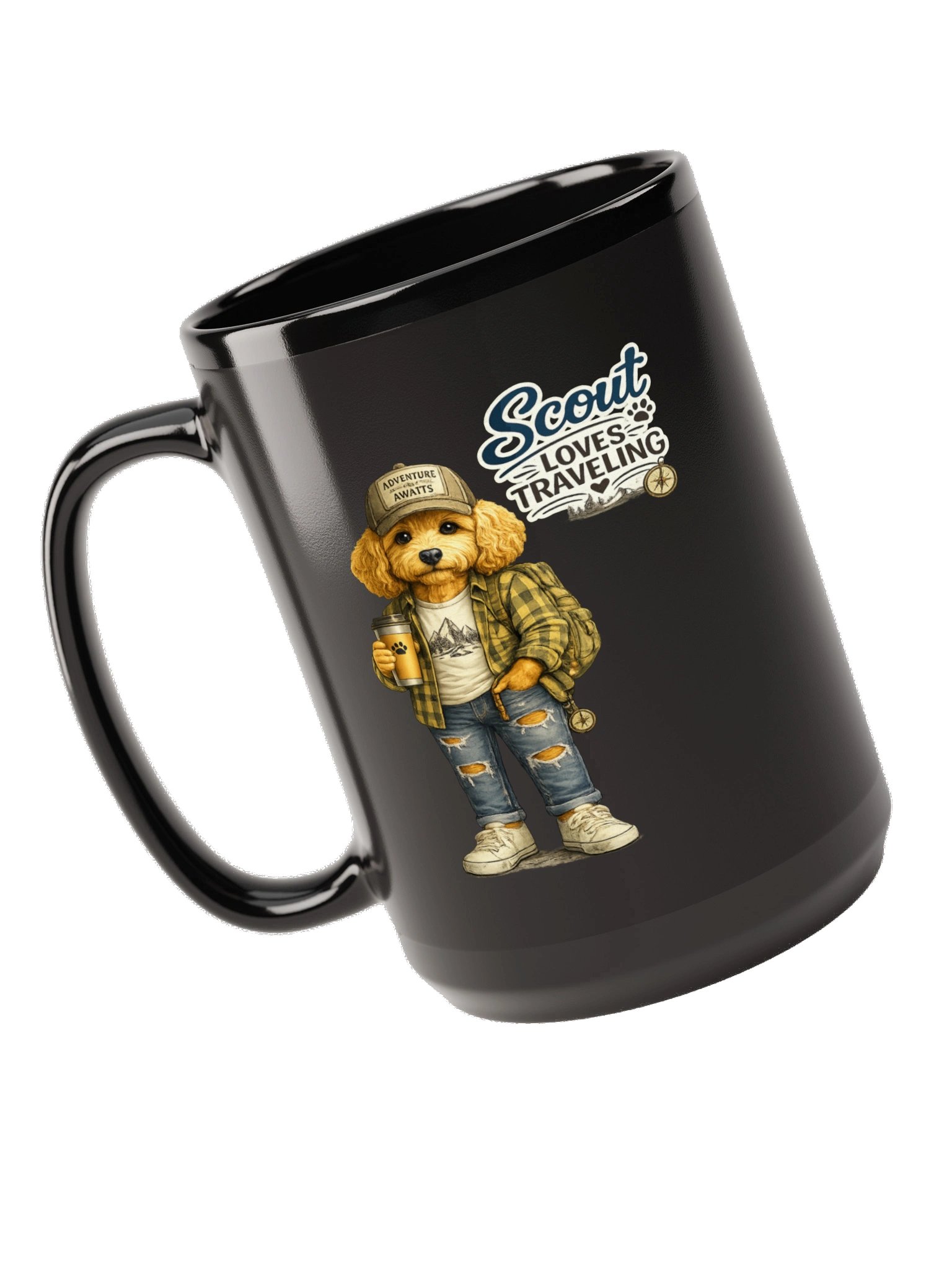 Scout Loves Traveling Black Glossy Mug product image (5)
