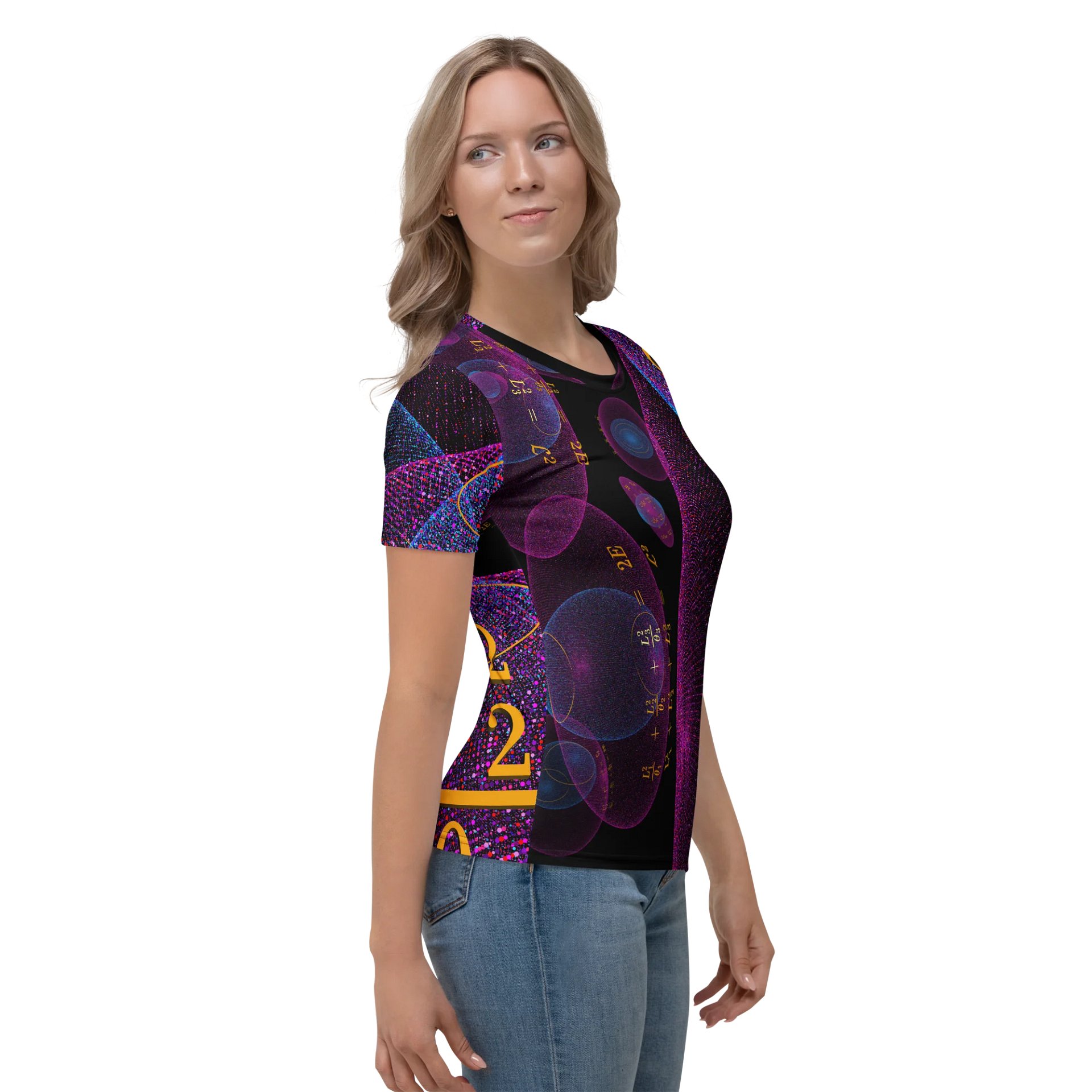 Poinsot's Pixel Spaceship 2 - Physics of the Gyroscope Women's Crew Neck T-Shirt product image (6)