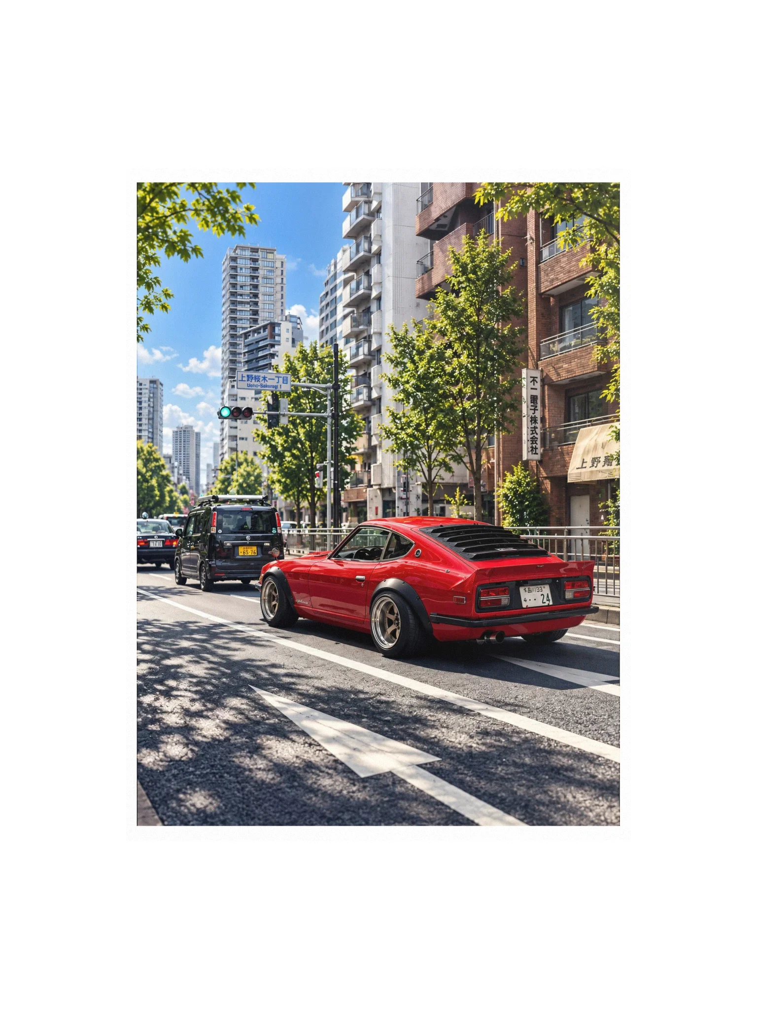 Red Nissan Fairlady Z S30 in Ikenohata, Tokyo | Photo Print product image (1)