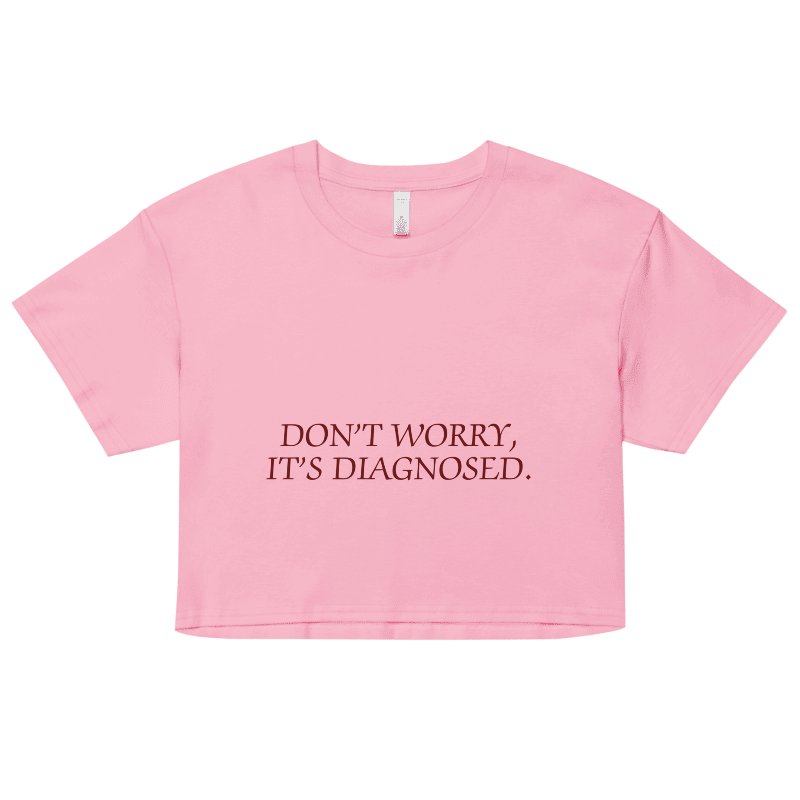 DW, IT'S DIAGNOSED (#6D1616) printed cotton crop top product image (1)