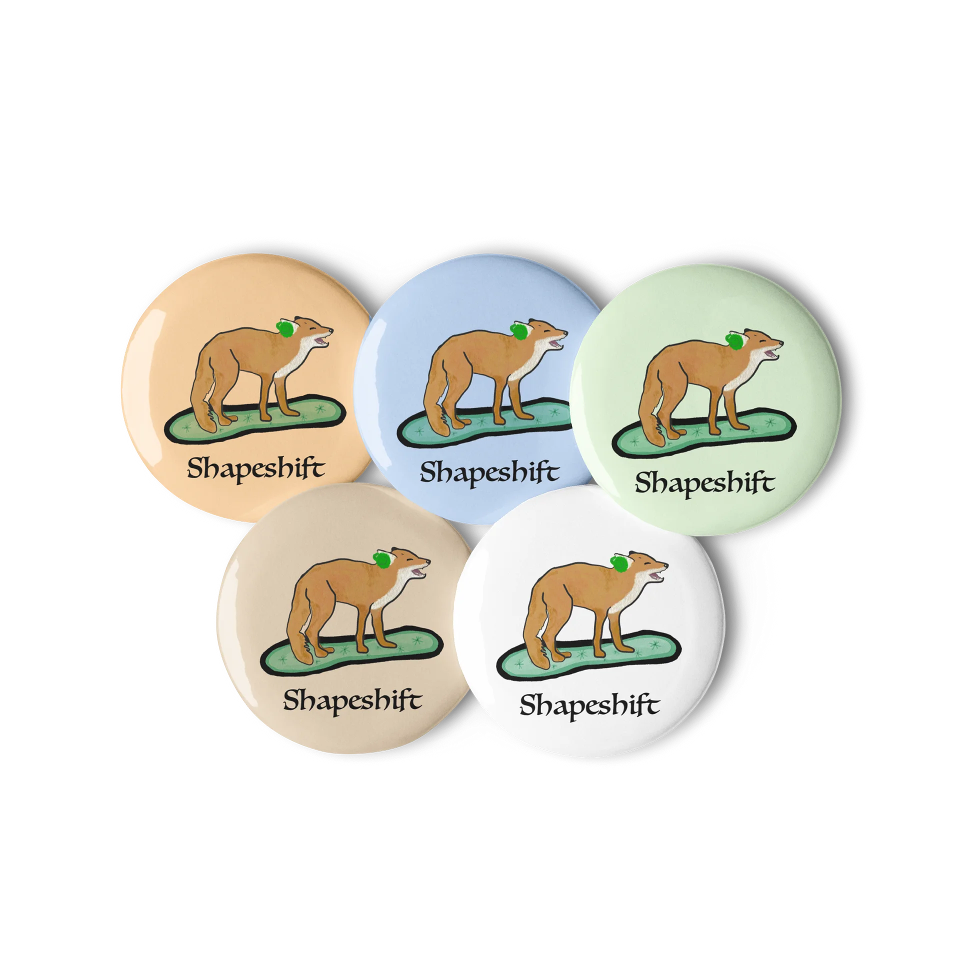 Shapeshift Fox Button Pins 2.25" product image (2)