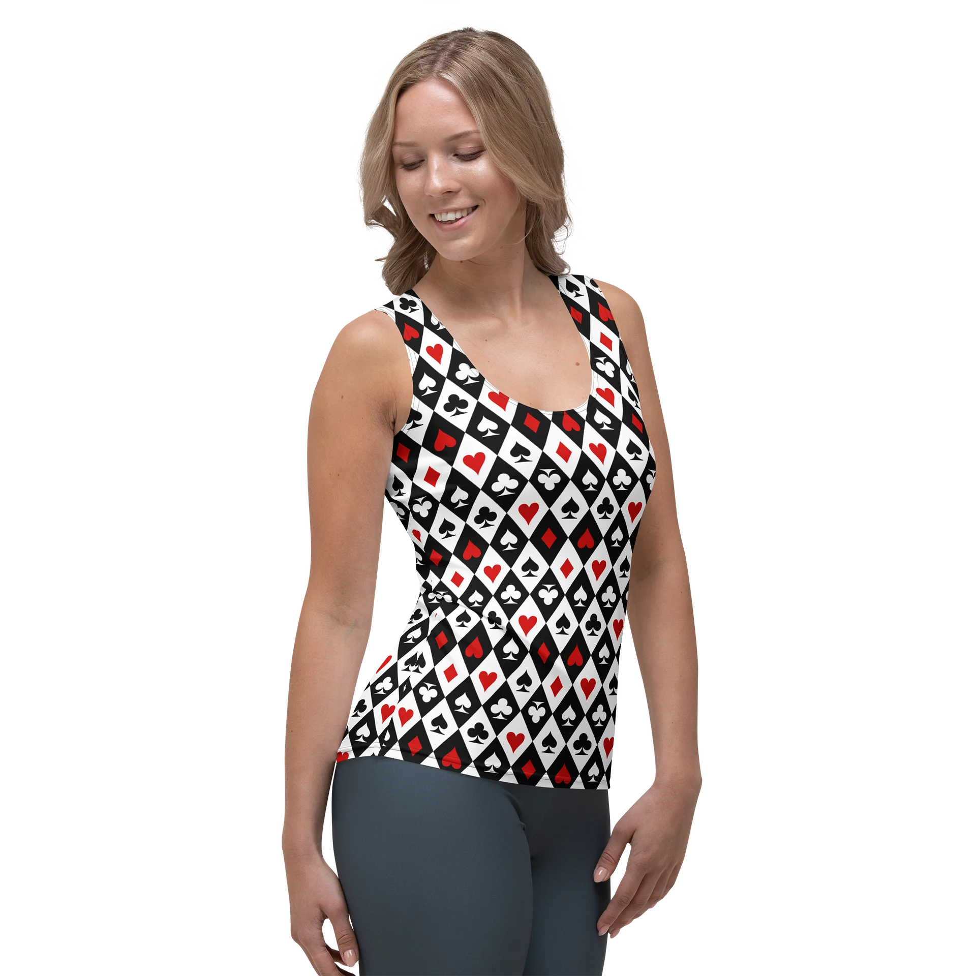 Retro Playing Card Suits Argyle All-Over Print Women's Tank Top product image (4)