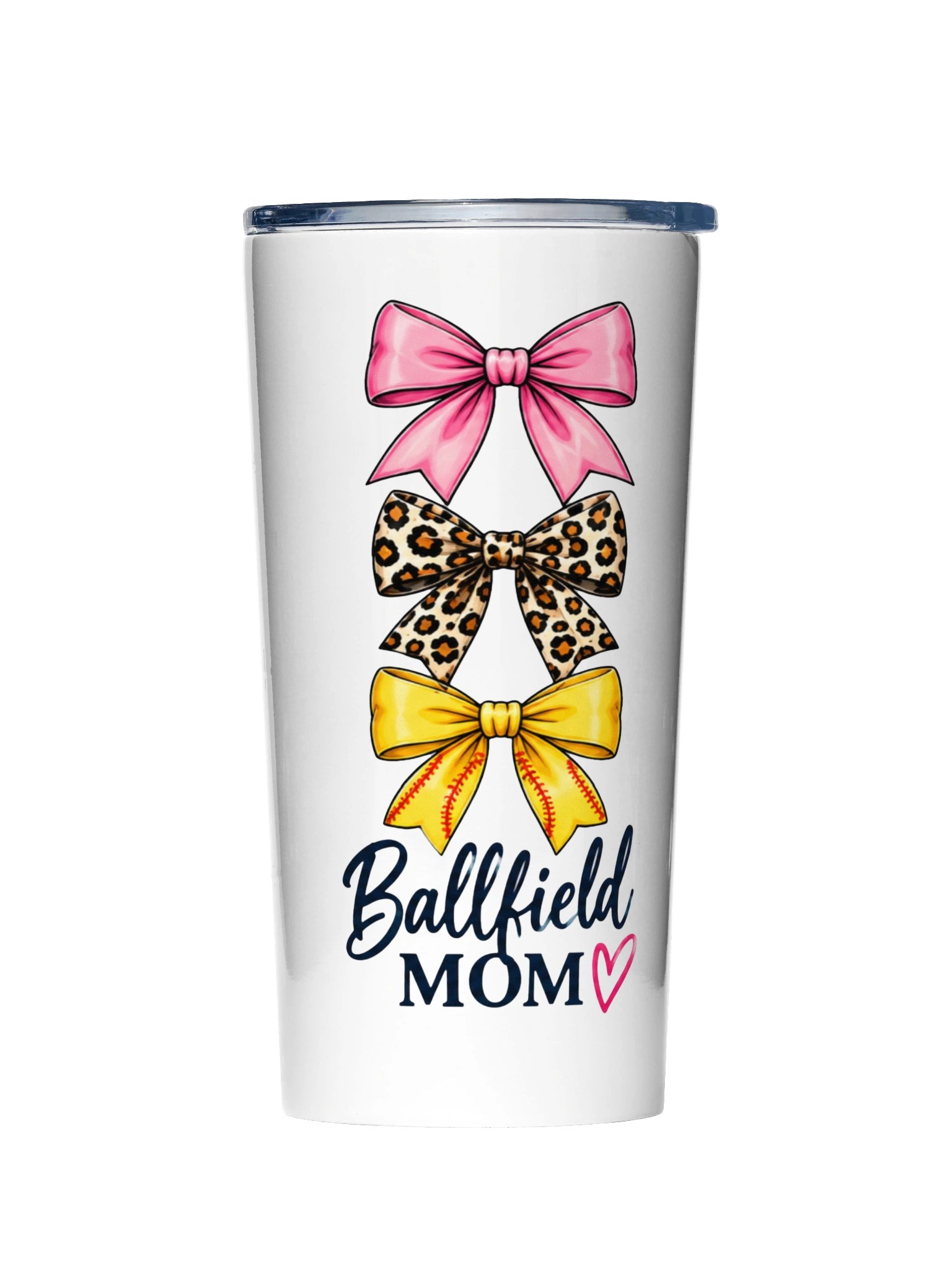 Ballfield Bows Tumbler | 20oz Coquette Bow Softball Mom Cup product image (1)