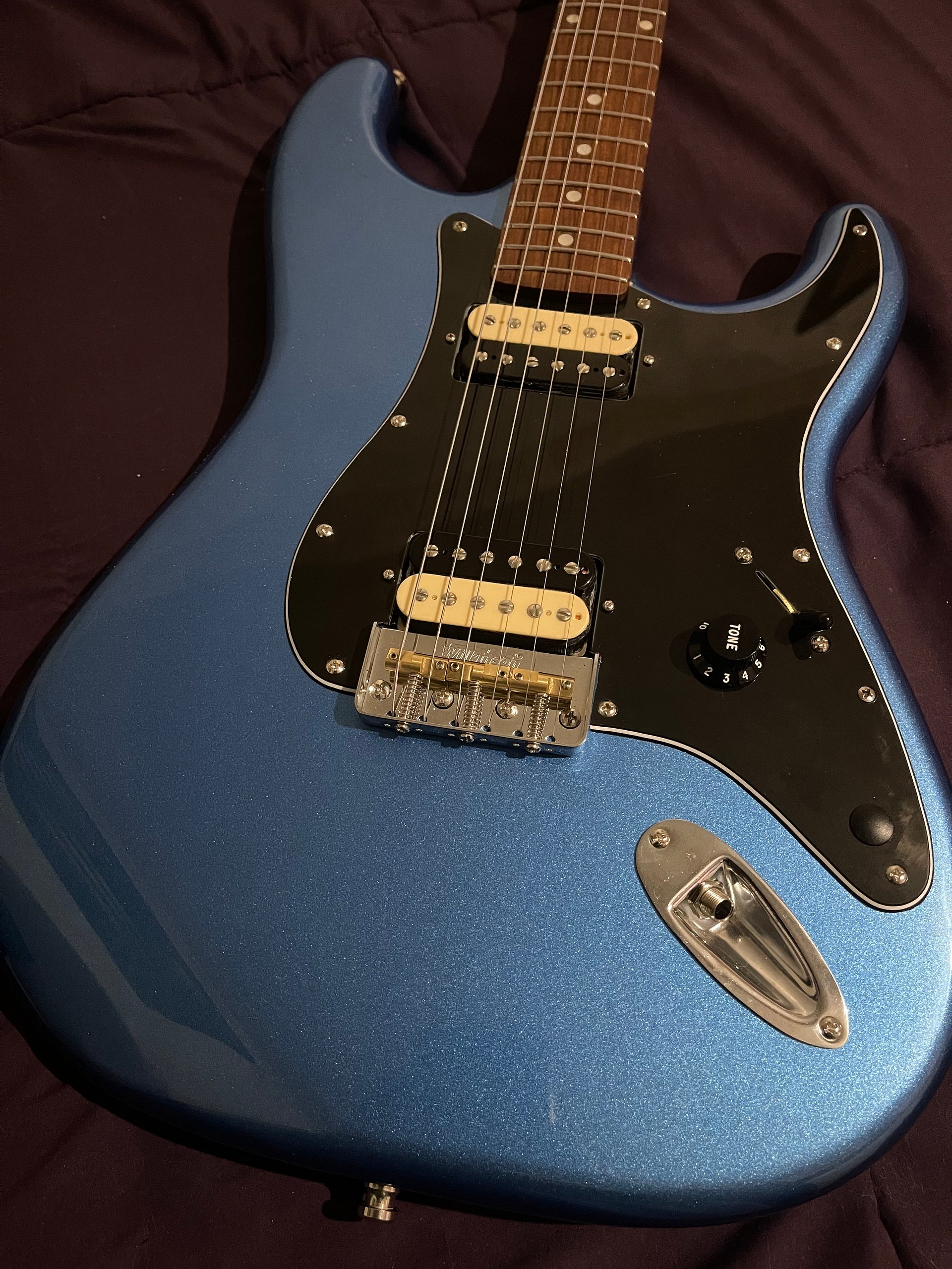 GD Guitars – Lake Placid Blue Hardtail Super S w/ GD Pickups Feral Fang Set product image (1)