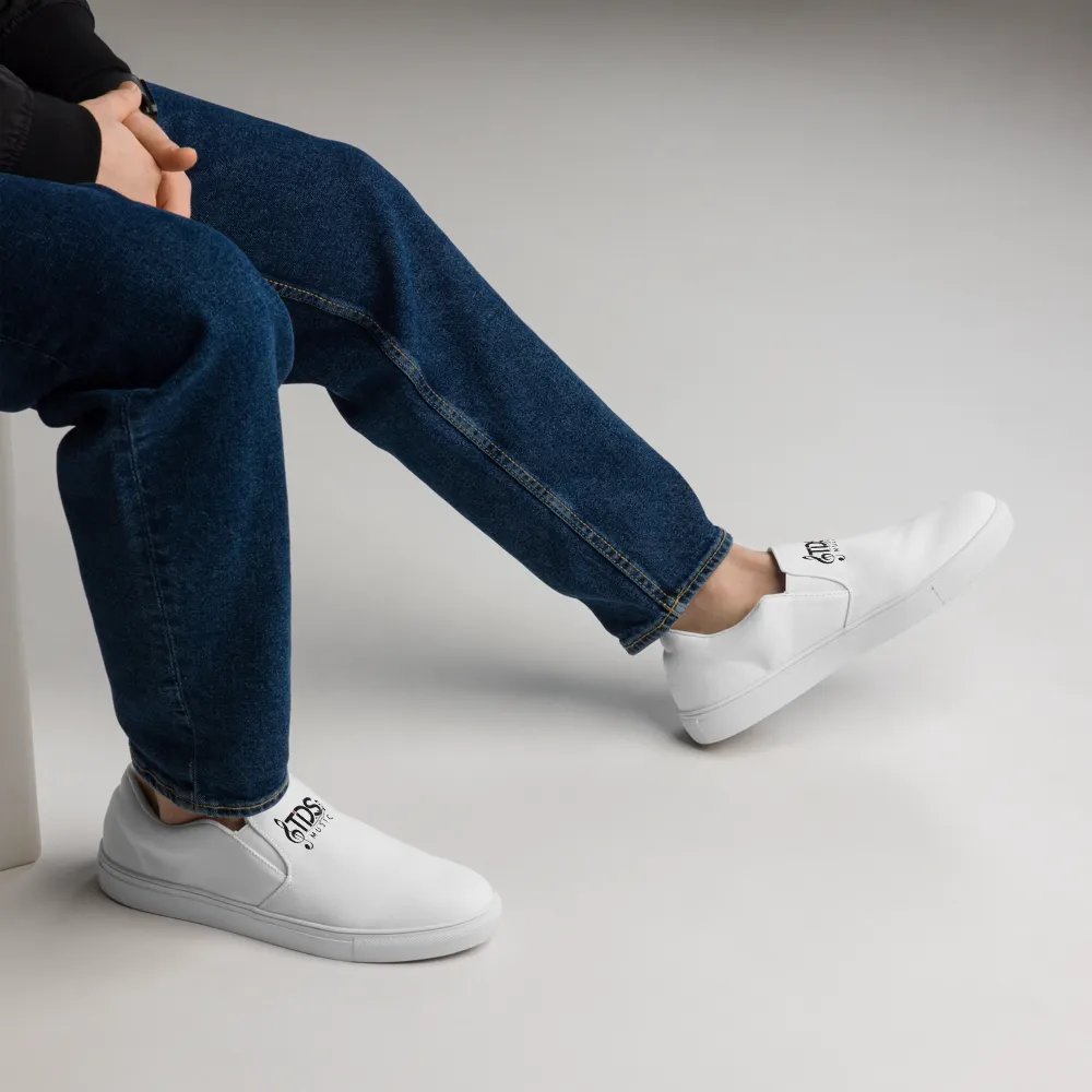 Exclusive TDS Music Design Men's White Canvas Slip-On Shoes - Handmade for Comfort and Style product image (2)