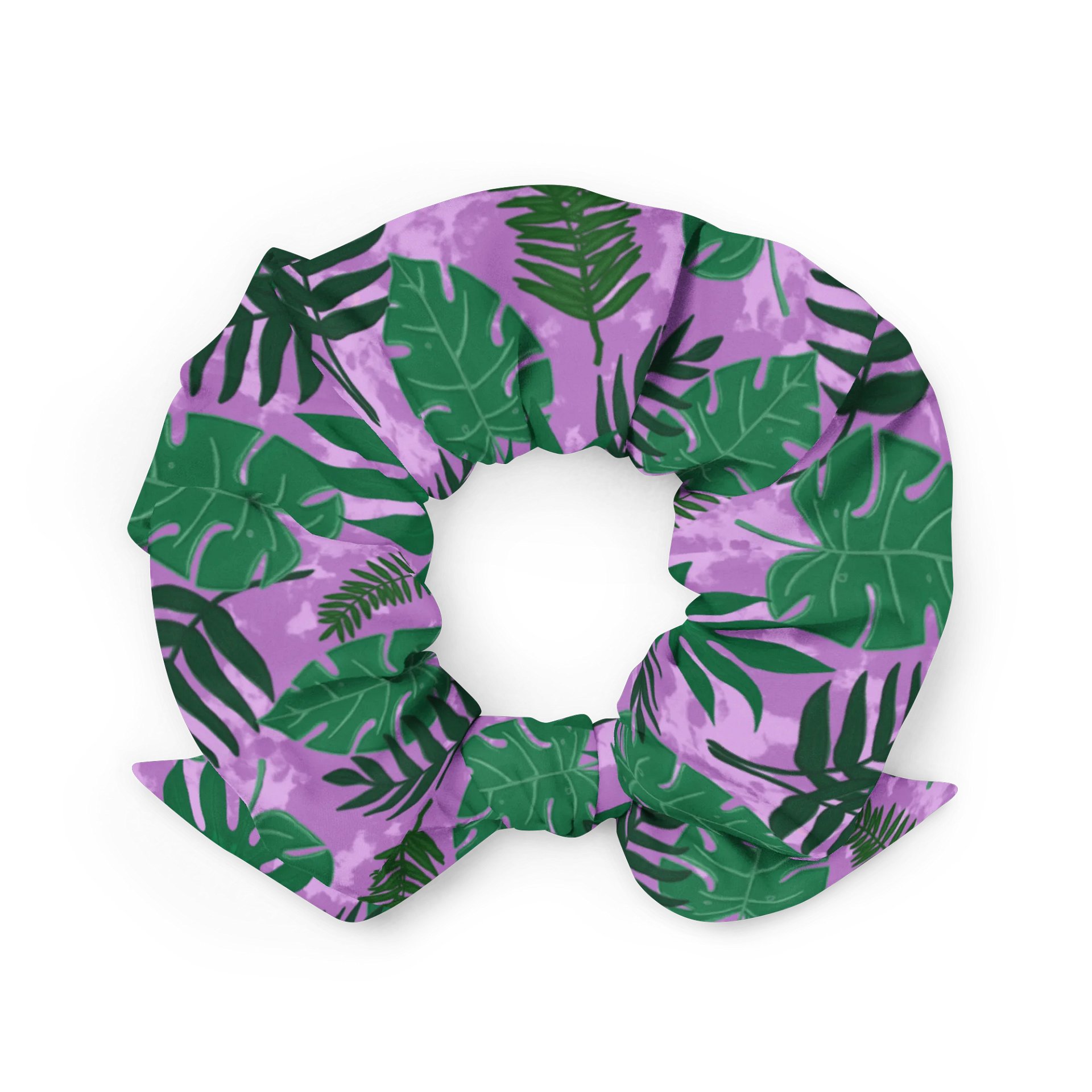 Jungle Leaves Pattern-Purple Background Scrunchie product image (3)