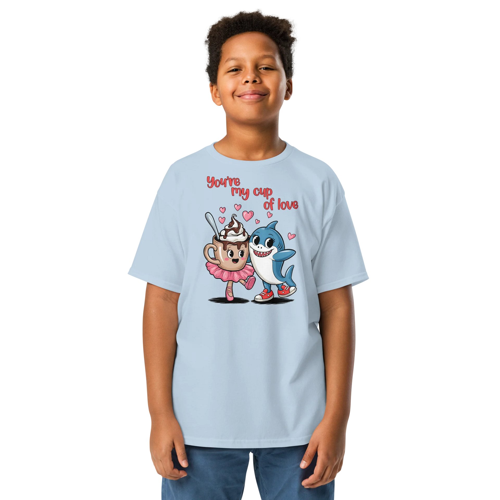 Tralalero Tralala and Cappuccina Ballerina – Cute Cartoon Couple Youth Tee product image (1)