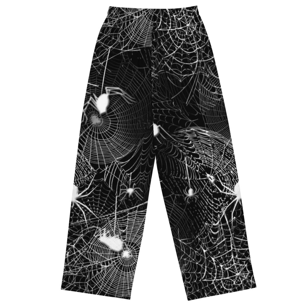 Black and White Spider Webs Wideleg Pants product image (1)