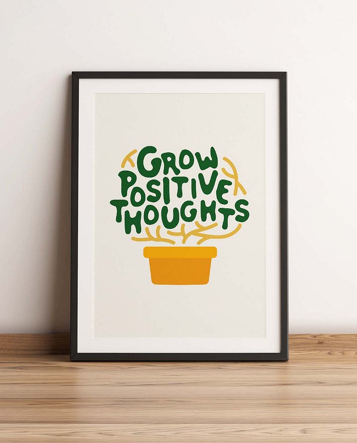 Grow Positive Thoughts Affirmation Printable Wall Art Decor - Instant Download product image (1)