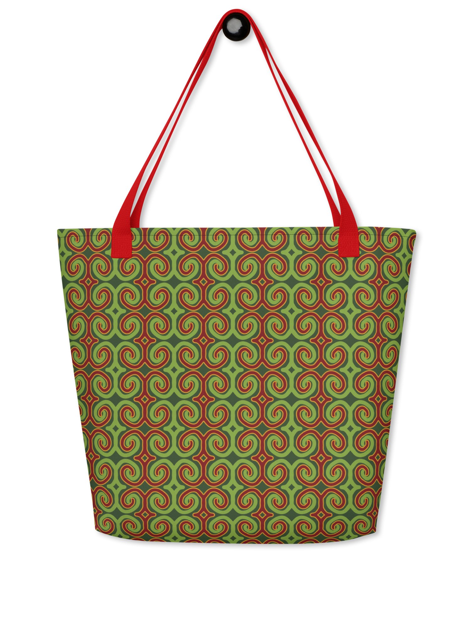 Red & Green Christmas Swirls Large Tote Bag product image (1)