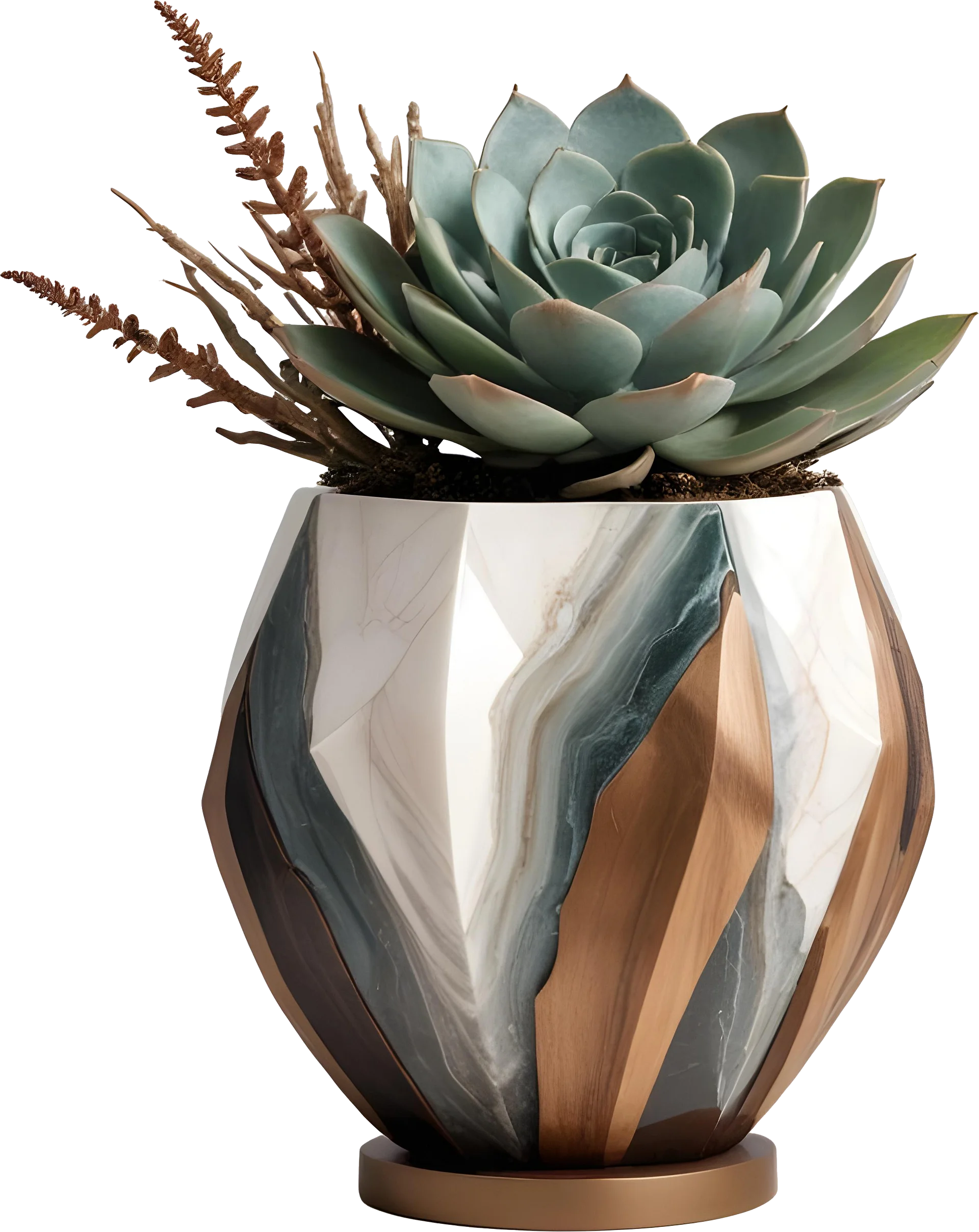Earthly Symphony – Sculpted Succulent Vase PNG product image (1)