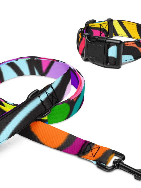 Vibrant Stripes Pet Collar & Leash Set - Wave at Sunset product image (7)