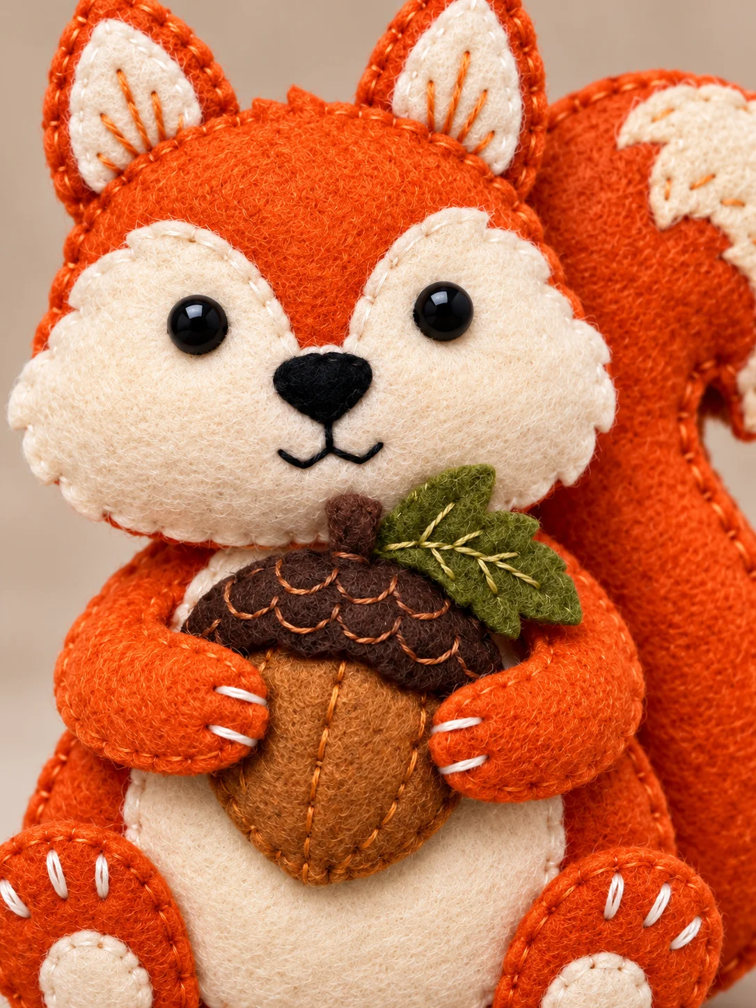 Handmade Felt Squirrel with Acorn – Woodland Animal Decor product image (5)