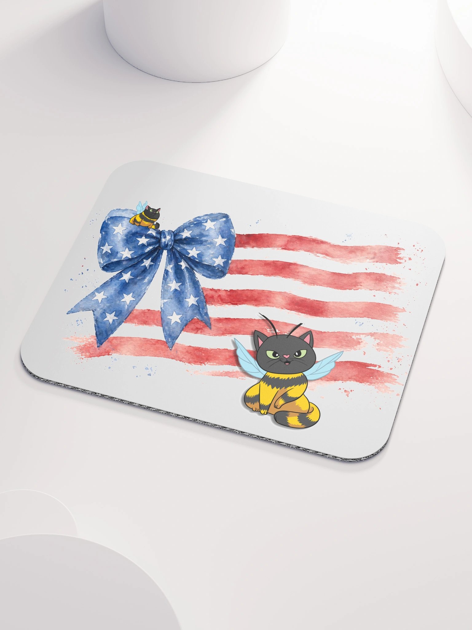 Patriotic Bee Cat Mouse Pad product image (3)