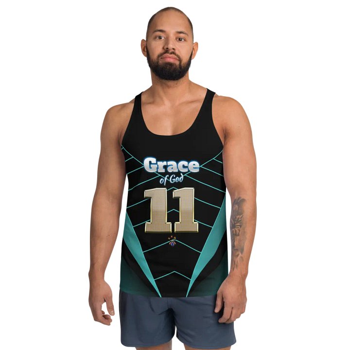 Black and Light Green Grace of God Men's Tank-top product image (1)