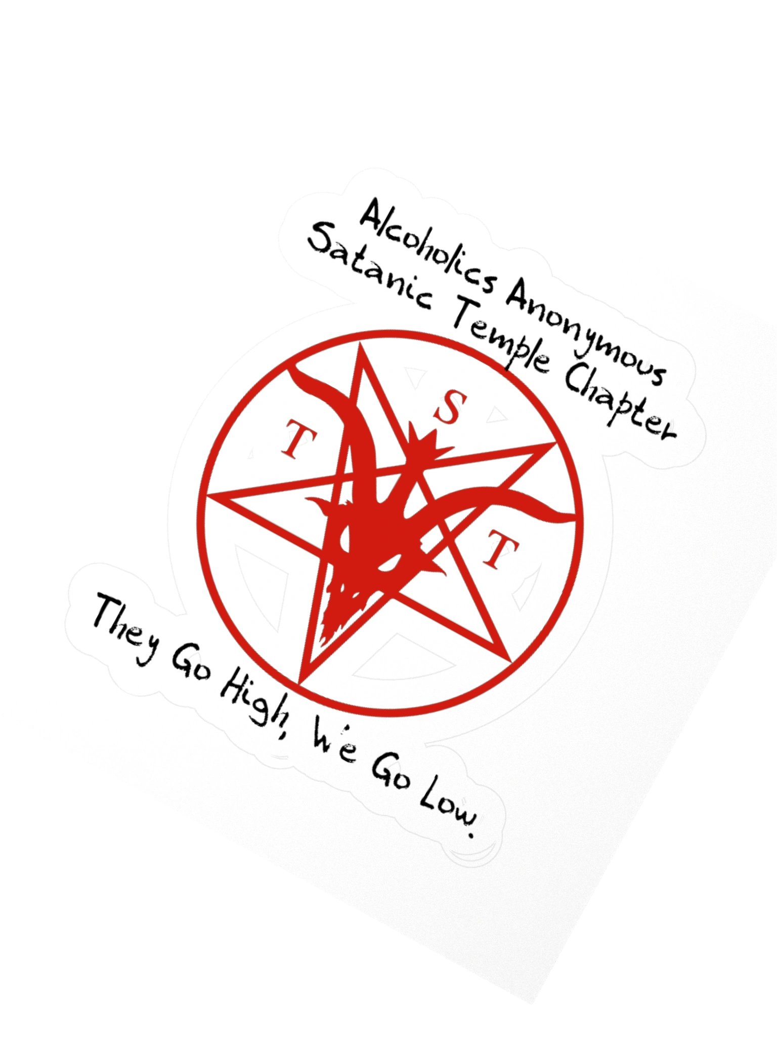 Alcoholics Anonymous Satanic Temple Chapter We Go Low Kisscut Sticker product image (2)