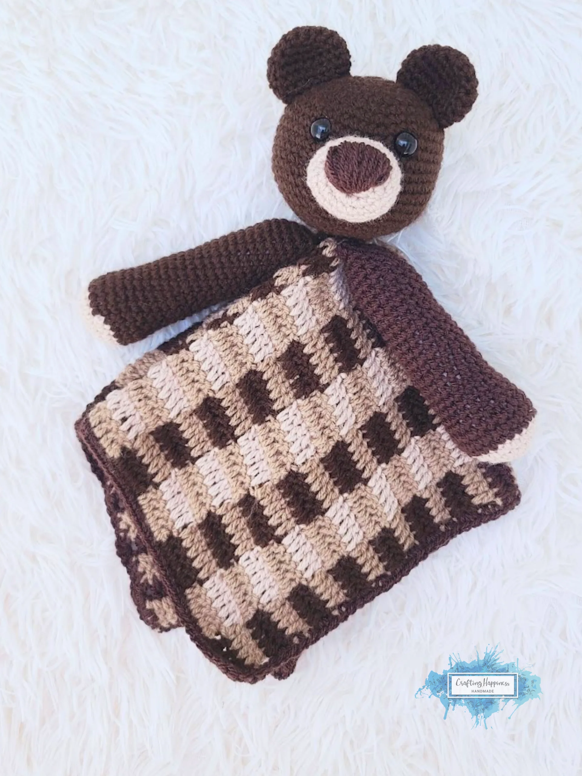 Crochet Bear Lovey Pattern, Baby Security Blanket PDF Pattern - Crafting Happiness product image (1)