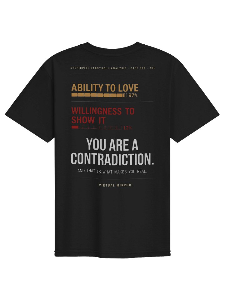 Virtual Mirror — Soul Scan Certificate | Dark Humor Typography Back Print T-Shirt product image (16)