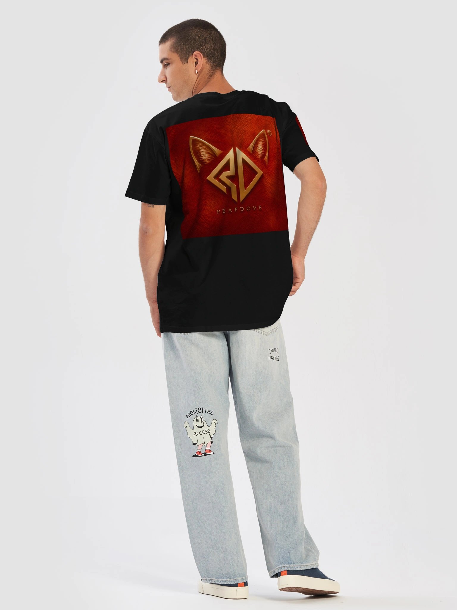 PEAFDOVE® RED CAT SIGNAL — Black Shirt product image (8)