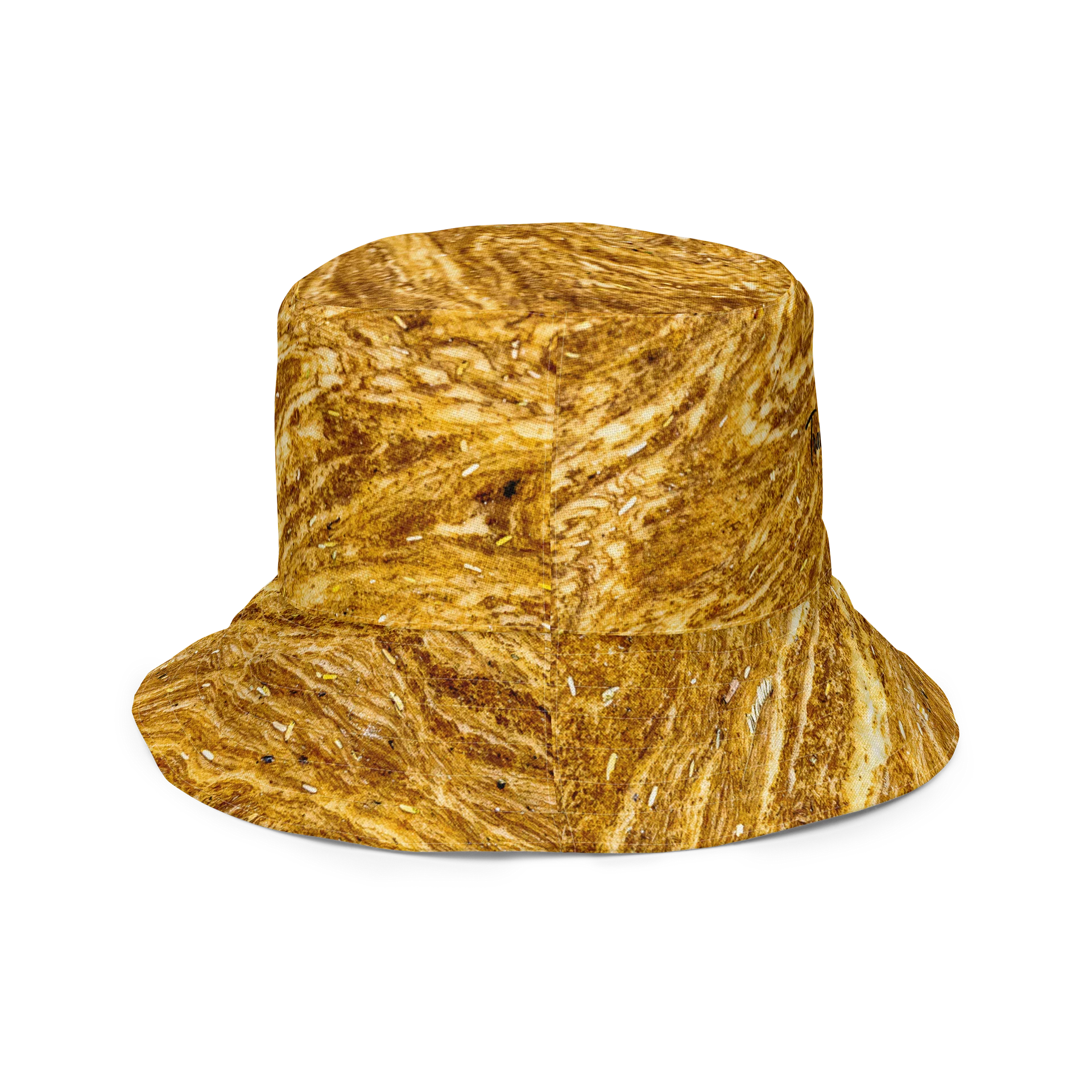Golden Strata: Earthy Swirl Marble Pattern Reversible Bucket Hat | Botanical & Marble Sun Cap | Tiger Eye Outdoor Beach Hat product image (6)