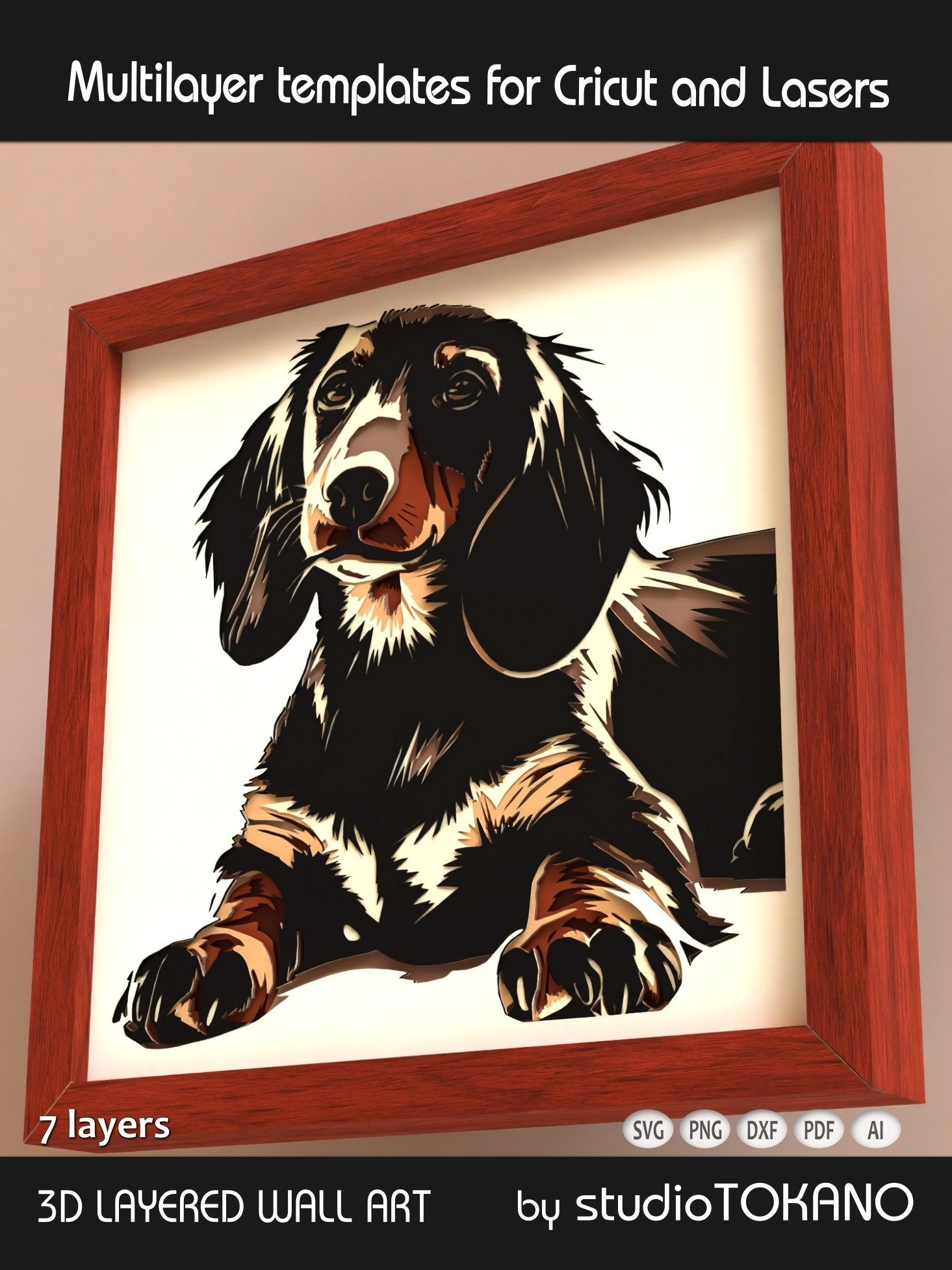 Dachshund 3D layered dog svg for Cricut product image (3)