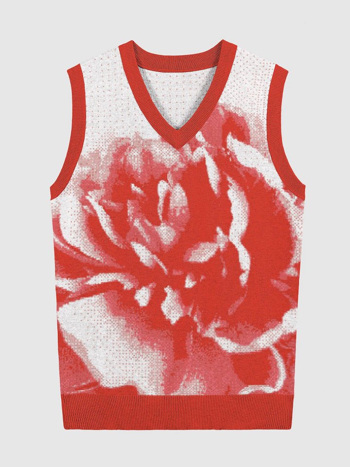 Rose Knitted V-Neck Vest product image (1)
