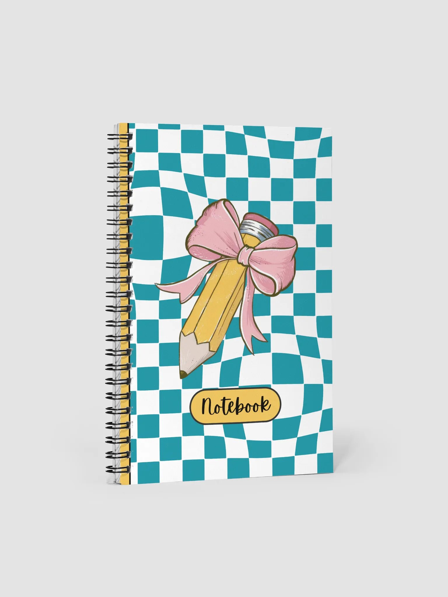 Checkered Teal Charm Spiral Journal product image (1)