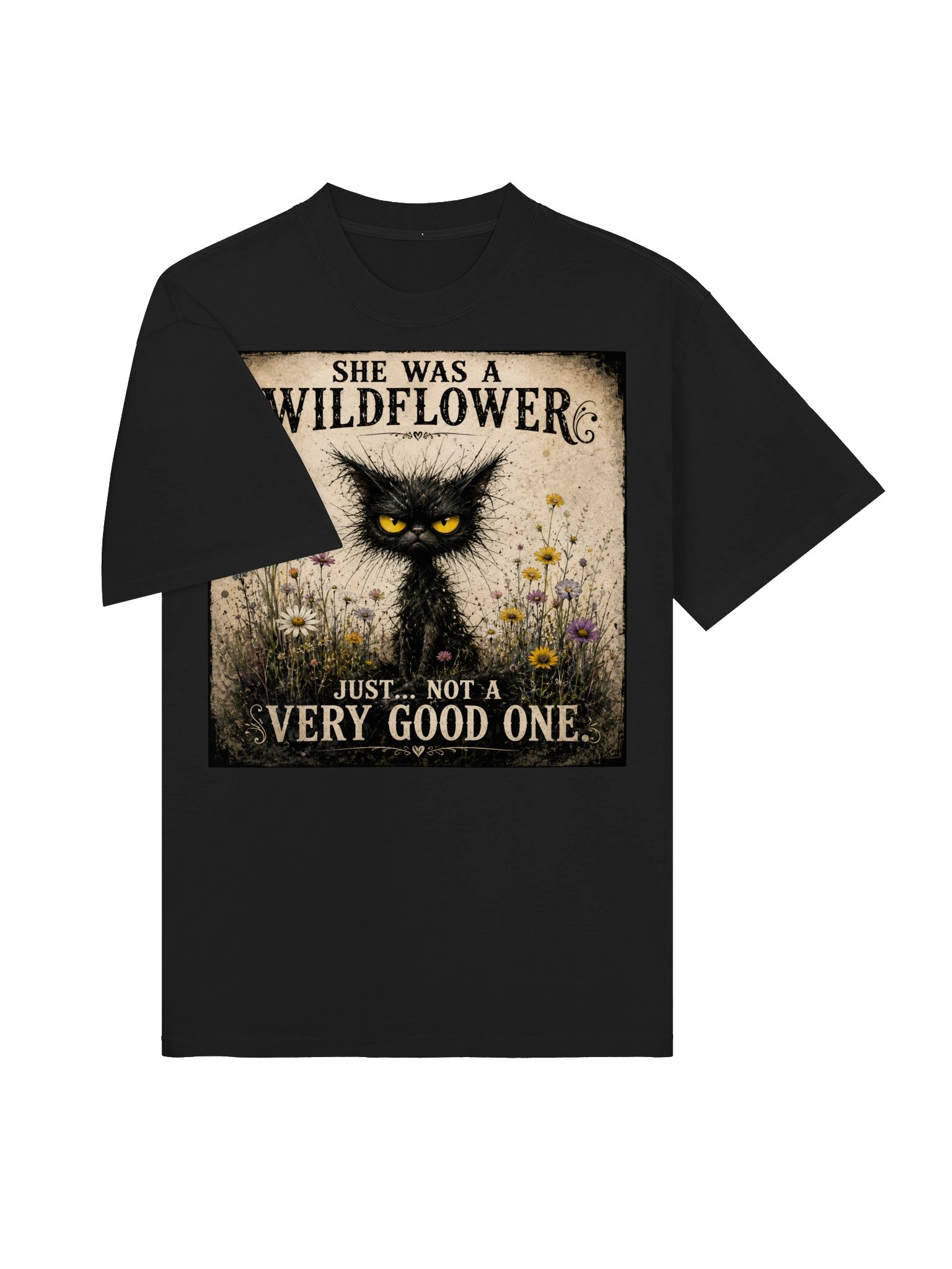 Funny Black Cat T Shirt She Was a Wildflower Cat Lover Gift for Sister Brother Aunt Uncle product image (4)