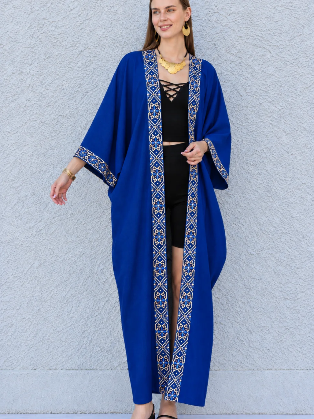 Egyptian Cotton-Linen Embroidered Boho Kimono Duster product image (2)