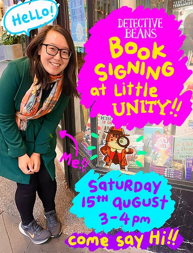 Hey Kiwis! I'll be at @little_unity in Auckland next Saturday so please drop by and I'll scribble on your books! 😻🔎✏️