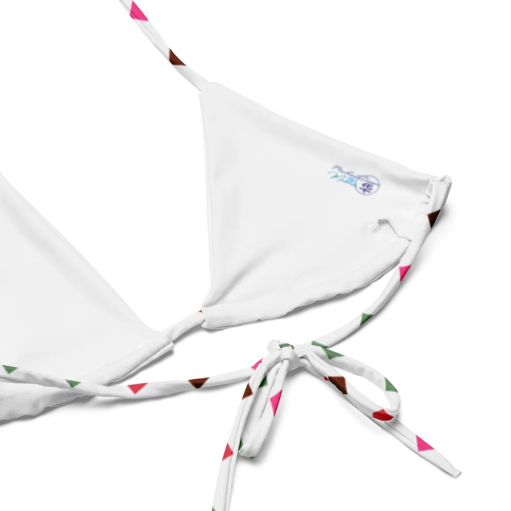 Colorful Square Pattern Design String Bikini Top - v6 product image (3)