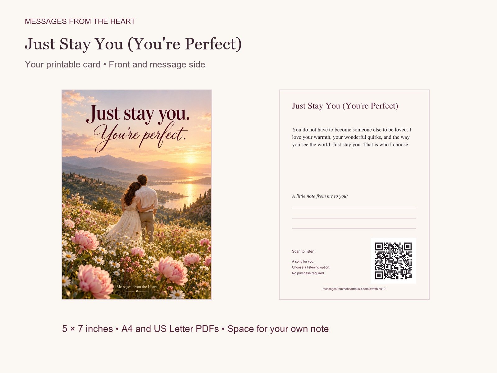 Just Stay You (You're Perfect) — Printable Song Gift product image (2)