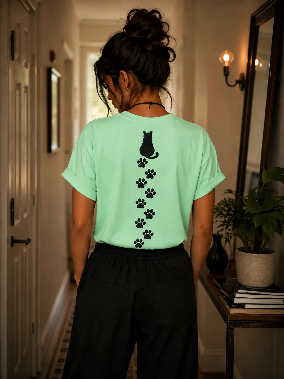 Black Cat Paw Print Shirt | Cat Lover Comfort Colors 1717 Graphic Tee product image (56)