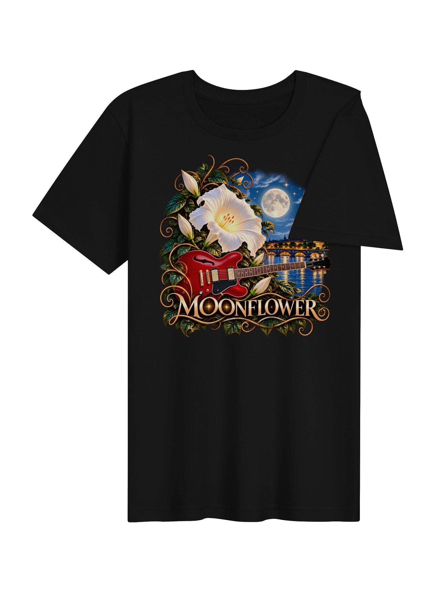 Moonflower – Guitar & Moonlight Art T-Shirt by Elixir AJ product image (11)