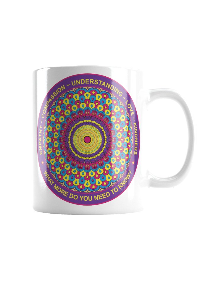 White Ceramic Inspirational mug says: "Empathy, Compassion, Understanding, Love, Kindness. What more do you need to know?" product image (2)