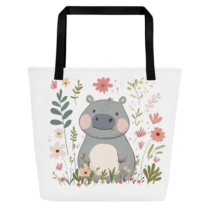 Cute Hippo Garden Tote Bag product image (1)