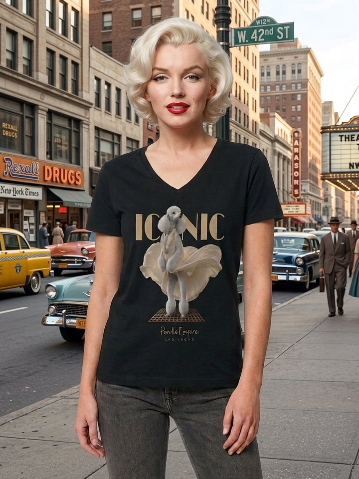 Marilyn Poodle V-Neck Tee | Poodle Empire product image (1)