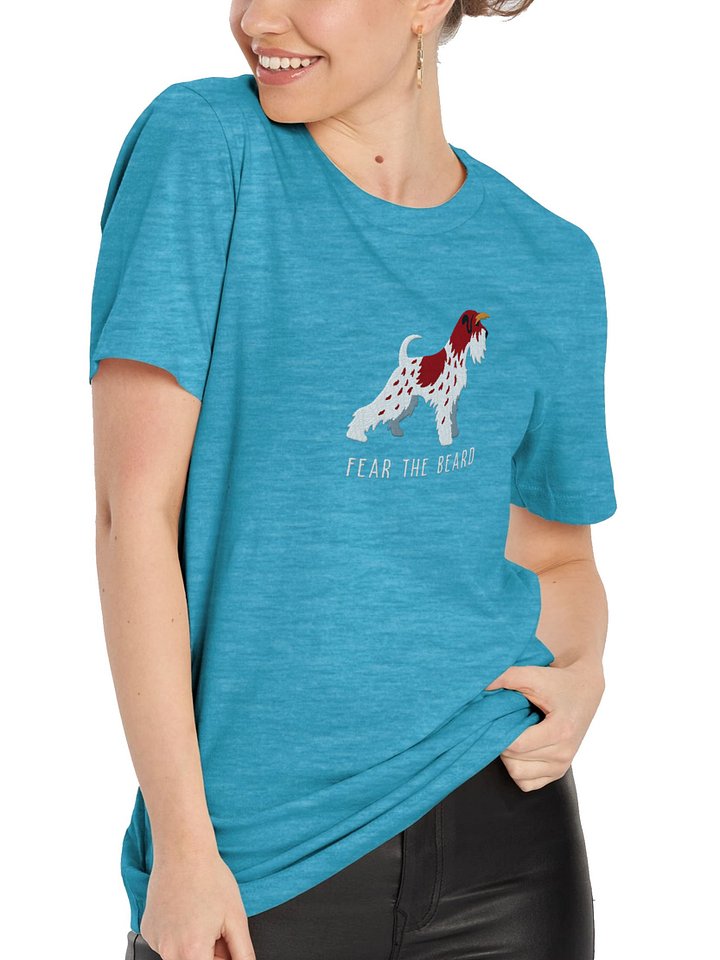 Fear the Beard T-Shirt(Embroidered) of a Miniature Schnauzer(Parti, Liver & White) product image (2)