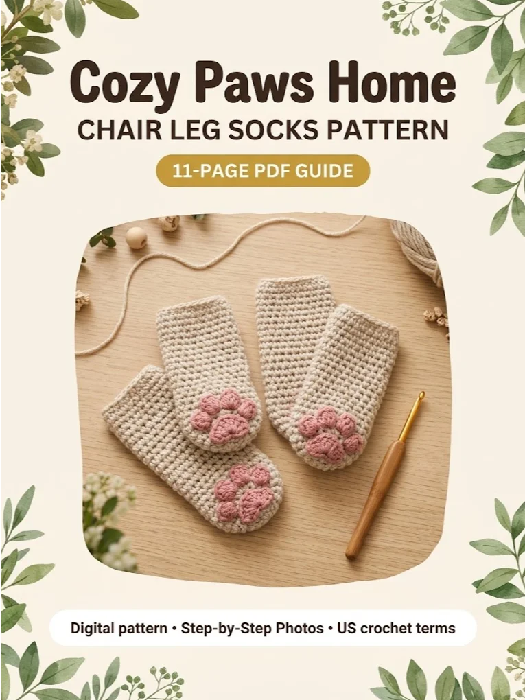 Cat-Paw Chair Socks Crochet Pattern PDF product image (3)